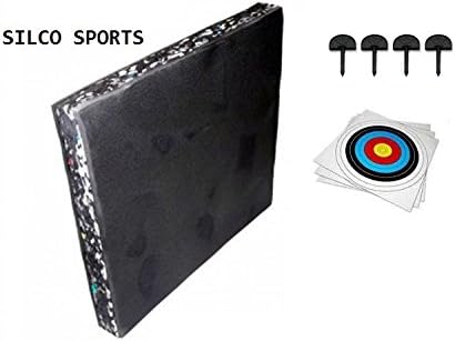 SILCO ARCHERY FOAM TARGET - BLACK 60 X 60 UPTO 20LB WITH 5 X 40CM TARGETS & 4 PINS