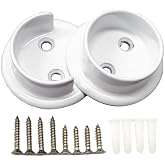 QCAA Heavy Duty Solid Metal Closet Pole Socket Set, 1-3/8'', Matte White, 1 Pair, Made In Taiwan
