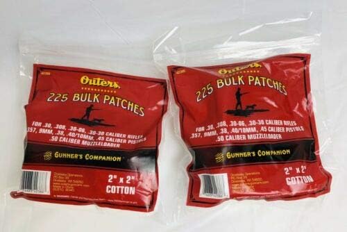 The Gunners Companion Outers .30 - .50 Caliber Bulk Bagged Cotton Patches (225 Count) Pack of 2