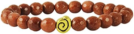 HathaFit Natural Stone 8mm Handmade Beaded Fashion Stretch Bracelet (Natural Goldstone)