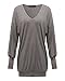 ZANZEA Women's V-neck Long Sleeve Loose Blouse Jumper Tops Mini Dress Pullover Gray US 10-12/ASIAN L