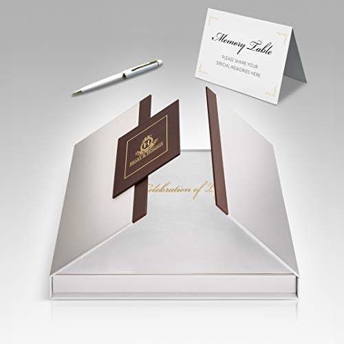 Heart & Homage Funeral and Memorial Guest Sign-in Book with Pen and Memory Table Sign, PU Leather Hardcover, Large - Beautiful, Celebration of Life Registration Books (White) - Thumbnail 7