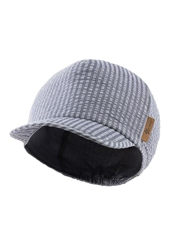 Sterntaler Schirmmütze Streifen - Jungen Mütze aus Seersucker mit feinem Streifen - UV-Schutz 50+ Sonnen Cappy - Baby und Kinder Kopfbedeckung Sommer - blau, Größe 45