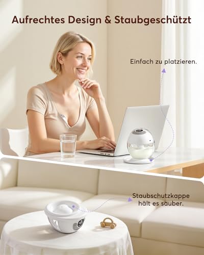 Haokoo Electric Hands-Free Breast Pump for Nursing Mothers, Portable Electric Breast Pump for Beginners, Leak-Proof, 4 Modes & 12 Levels, with 17/19/21/24/27 mm Flanges, Pack of 1