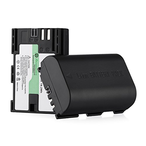 Powerextra Lot de 2 Batteries Canon LP-E6 2600mAH Pour Canon EOS 80D, 6D, 7D, 70D, 60D, 5D Mark III, 5D Mark II, BG-E14, BG-E11, BG-E9, BG-E7, LC-E6, BG-E6