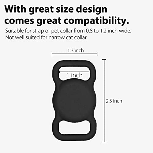 3-Pack Protective Case Compatible with Apple AirTag Dog Collar Holder, Anti-Lost Silicone AirTag Pet Collar Cover with Screen Protectors - Black & Blue & White