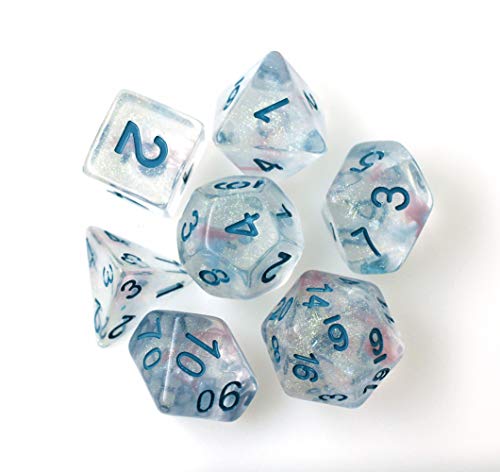 HD Dice DND RPG Polyhedral Dice Set for Dungeons and Dragons Pathfinder D&D MTG Role Playing Game Purple Transparent Dice with Color Changing Glitter 7-Die Group (Light Green)