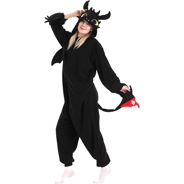 Furia Nocturna Pijama Dragón Negro Animal - Disfraz Siamese Unisex Para Adulto Adolescente 313548