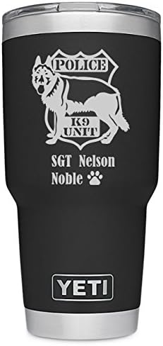 YETI Police K-9 Design, Laser Engraved Stainless Steel Tumbler Now available In New Duracoat Colors - NOT A STICKER