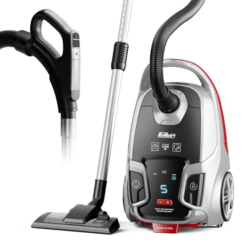 Feller Germany, 2400W Vacuum Cleaner, Handle Remote Control, Ultra Silent, 6L Dust Capacity, Turbo Brush+Blower Function,5-Stage Filtration with HEPA, VC240, 2Y Guarantee, UAE Version (Dark Gray Red)