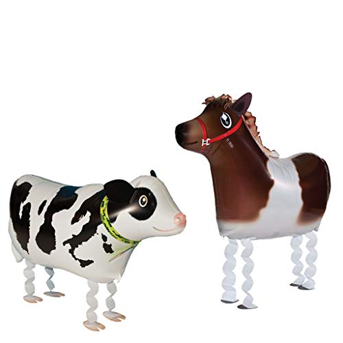 VOULOIR Walking Animal Balloons Horse and Cow Balloon Air Walkers, Kids Farm Animal Theme Birthday Party Supplies Birthday Decorations