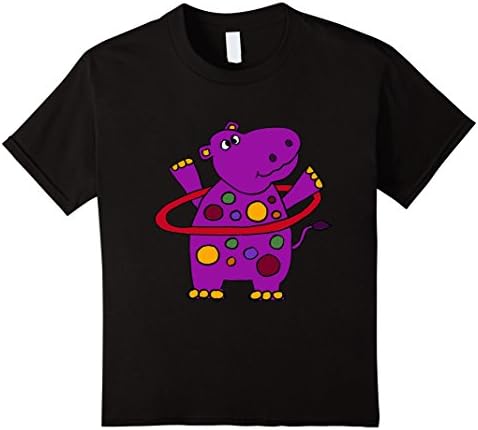 Kids Smiletodaytees Funny Hippo with Hula Hoop T-shirt 6 Black