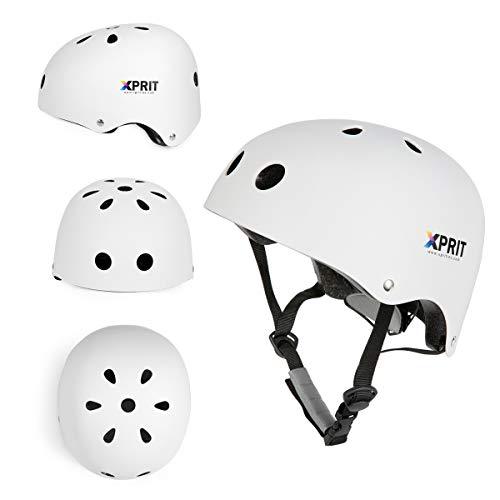 XPRIT Skateboarding, Scooter, Bike, Helmet w/Impact Resistance (White, Small)