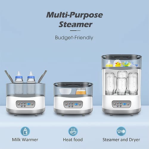 Baby Bottle Warmer and Dryer 550W, Baby Milk Warmer, Electric Bottle Steamer with LCD Display, Auto Power-Off, 5-in-1 Multifunctional for Steaming, Drying, Warming Milk, Heating