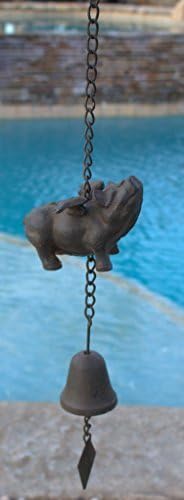 Large Cast Iron Flying Pig Bell Windchime