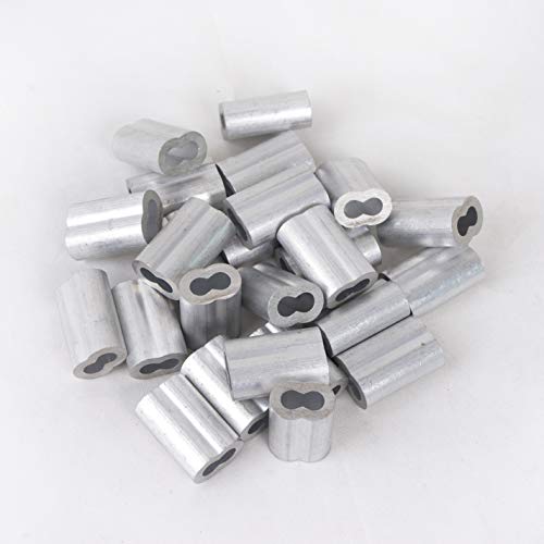 Higood Aluminum Crimping Loop Sleeve for 3/16" Diameter Wire Rope and Cable (3/16" 25pcs)