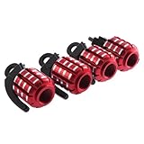 TOOGOO(R) 4 x Metal Cool Grenade Shaped Design Car Auto Motorcycle Bike Tire Tyre Valve Dust Caps Red