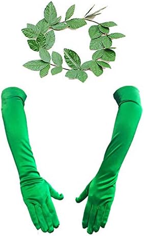 NeonCandyUK Poison Ivy Green Gloves and Wreath Kit Costumes Halloween Ladies Fancy Dress