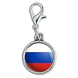 Antiqued Bracelet Pendant Zipper Pull Charm with Lobster Clasp Country National Flag O-S