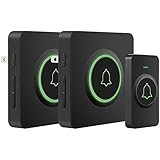 Wireless Doorbell, AVANTEK DB-12 Waterproof Door Chime Kit Operating at Over 1300 Feet with 2 Plug-In Receivers, 52 Melodies, 5 Volume Levels, CD Quality Sound and LED Flash