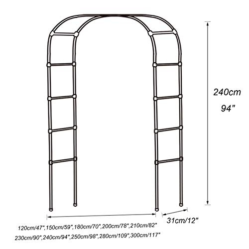 HRXQ Rosenbogen Metall Schwarz, Pergola Metall, Pergola Metall Rankbogen Für Kletterpflanzen, Spalier Rankgitter, Frei… – Bild 7