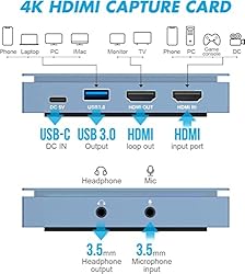 HDMI Video Capture Card USB 3.0, 4K Loop-Out HD