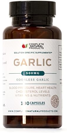Pure Odorless Garlic Powder Capsules Extract - 500mg Capsules 100 Vegetarian Pills & Tablets Supplement