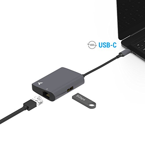 USB C to Ethernet Adapter, MAKETECH Slim Aluminum USB Type-C to Gigabit Ethernet Network & USB 3.0 HUB Adapter