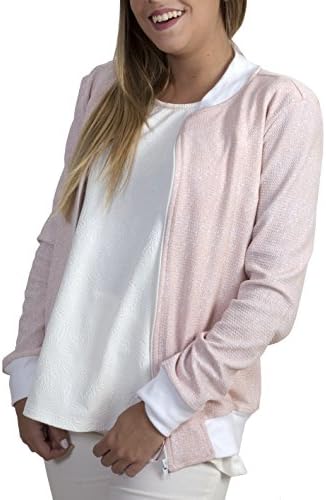 Gordon Women Zip Up Casual Fashion Bomber Jacket Coat (Large, Pink)