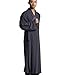 KATUO Gray Men's Long Gown Traditional Buddhist Meditation Robe S-3XL (XL)