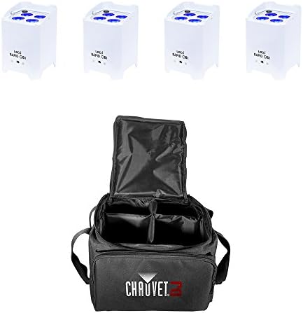 4x LEDJ QB1 RGBW LED Battery Uplighter Wireless DMX White Housing inc. 1x Bag