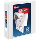 Avery 1.5" Heavy Duty View 3 Ring Binder, One Touch EZD Ring, Holds 8.5" x 11" Paper, 1 White Binder (79195)