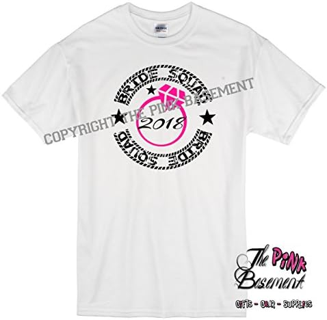 HANDMADE Bride Squad Pink Diamond Engagement Ring Baseball Tee All Stars Star 2018 Wife Outfit Tshirt T Shirt Female Girls Ladies gift Personalized