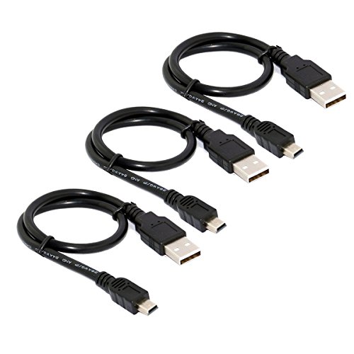 SaiTech IT 3 Pack USB 2.0 A to Mini 5 pin B Cable for External HDDS/Camera/Card Readers -Black -27cm(0.88 feet)