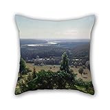 slquaer Pillowcase of Oil Painting JÅ«lijs Feders - The Gauja Valley 18 X 18 Inches / 45 by 45 cm,Best Fit for Dining Room,Couch,Teens Girls,bf,Shop,Birthday Double Sides