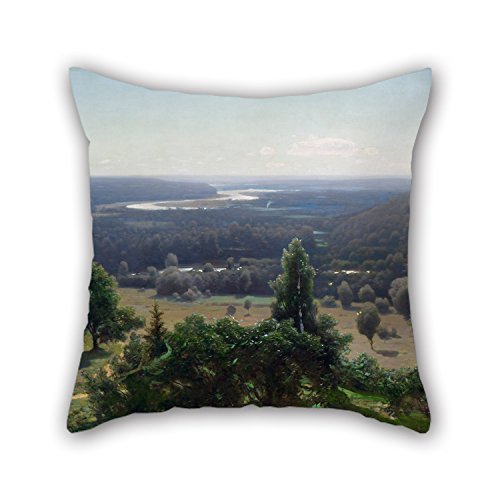 slquaer Pillowcase of Oil Painting Jūlijs Feders - The Gauja Valley 18 X 18 Inches / 45 by 45 cm,Best Fit for Dining Room,Couch,Teens Girls,bf,Shop,Birthday Double Sides