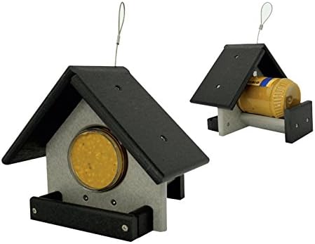 GREEEN MEADOW 18 0z PEANUT BUTTER JAR BIRD FEEDER Poly Wood AMISH HANDMADE