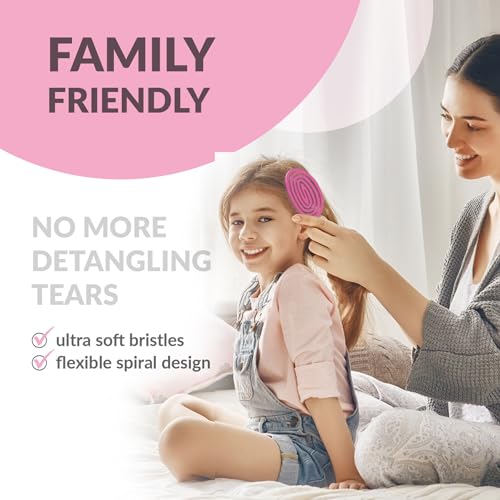 marQus Organic Hair Brush without Pulling with Unique Double Spiral Spring and More Bristles for Optimal Pressure Distribution and Care, Detangling Brush for All Hair Types, Pack of 1, Pink