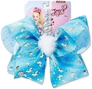 Jojo Siwa Large Blue Unicorn &amp; Stars with Horn &amp; Pom pom Hair Dance Fashion Bow