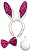 Bunny Rabbit Costume Kit for Kids Adult - Halloween, Easter, Dress Up, Cosplay Accessories Set (Hot Pink Sequin & White)