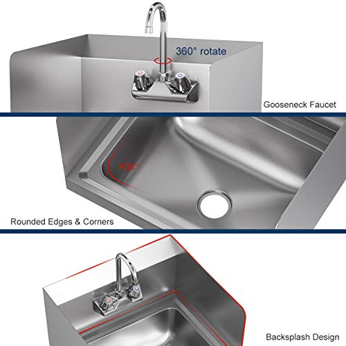 Giantex Commerical Washing Sink NSF Stainless Steel Wall Mount Hand