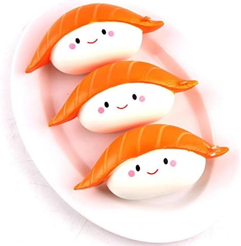 3 Pcs Novelty Squishy Salmon Sushi Toy Slow Rising Pendant Phone Straps Keychain