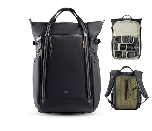 PGYTECH OneGo Roamer 18L/25L Photo Backpack, Casual Water Repellent Tote with Double Port, for DSLR/Hybrid, DJI Mavic Drone, Tripod Holder, Black, Casual
