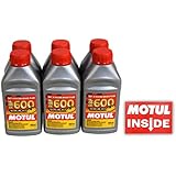 Motul (6 Pack) 100949 RBF 600 DOT 4 100% Synthetic Factory Line Racing Brake Fluid with Premium Motul Sticker (6)