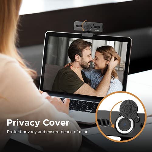 Truefree 2K QHD Webcam with Microphone, Adjustable Ring Light & Privacy Cover, Autofocus USB Web Camera, Plug and Play, 110° Wide Angle, for Mac Desktop Laptop, Streaming Webcam for Zoom/Skype/YouTube