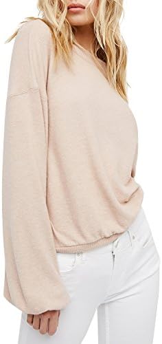 hodoyi Womens Crewneck Long Lantern Sleeve Knit Pullover Sweater