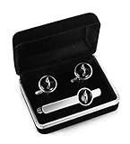 Jstyle Tie Clip and Cufflink Set For Mens Tie Bar Clips Cufflinks Shirt Wedding Business With Gift Box,Alphabet A-Z (Alphabet J)
