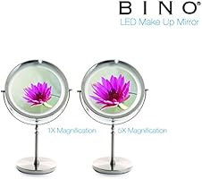 Bino Princeton Lighted Vanity Mirror 8 5 Inch Tabletop Double Sided Battery Operated Led 360 Degree Swivel Makeup Mirror With 5x Magnification For Bathroom Or Bedroom Brushed Nickel Amazon Sg Beauty