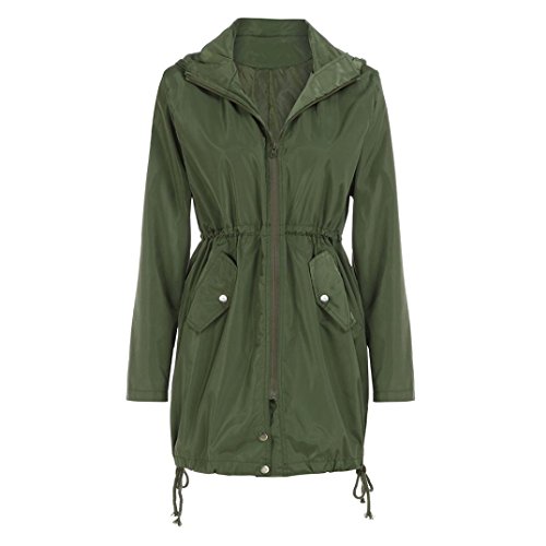 Women Coat, Gillberry Women Rain Jacket Waterproof Hooded Zip Lightweight Trench Coat Windbreaker (Green, S) - Thumbnail 5