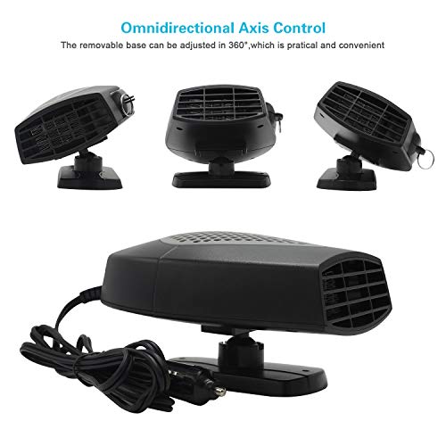 Windshield Car Heater - Portable Car Defroster Defogger 12V Small Vehicle Heat Cooling Fan 150W 3-Outlet Plug In Cigarette Lighter - Thumbnail 4